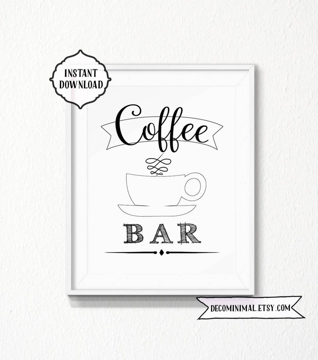 Coffee Bar Sign, 8x10, 11x14, Descarga INSTANTÁNEA, Cocina, Imprimible ...