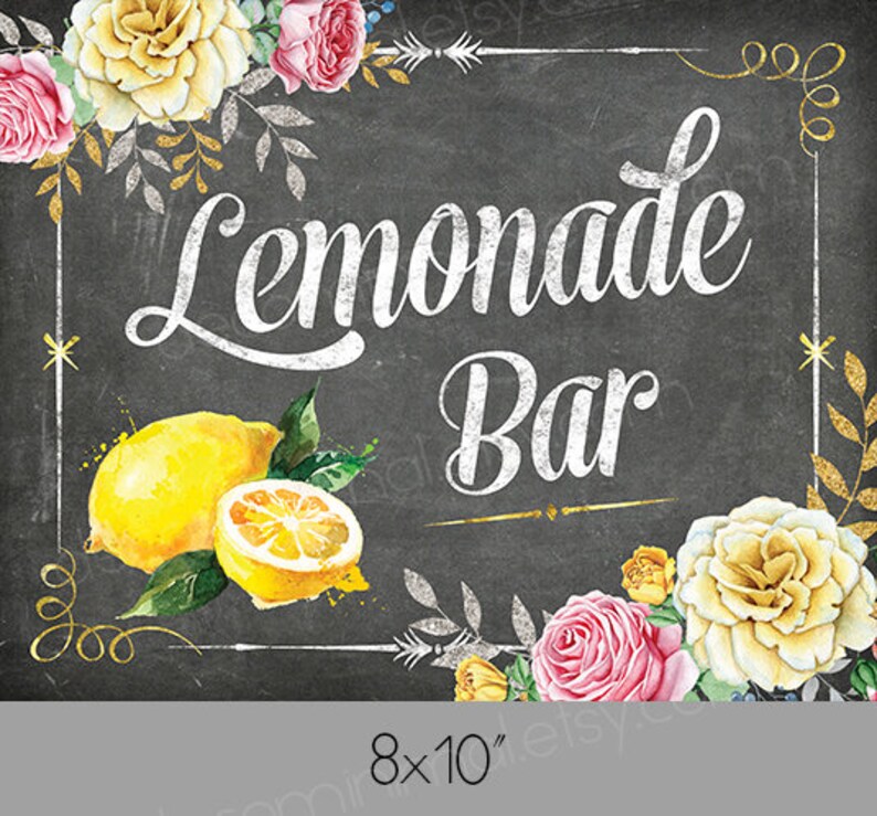 Lemonade Bar Sign, Chalkboard, Lemonade Station, 11x14, 8x10, INSTANT