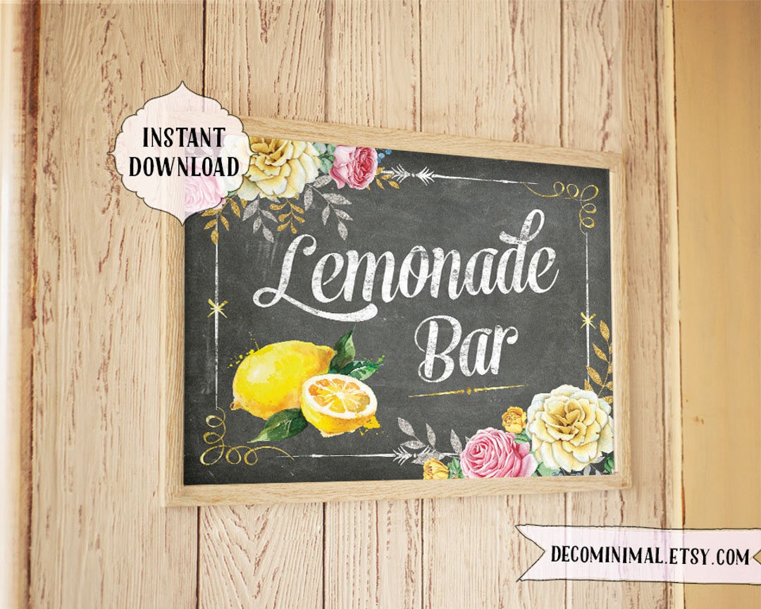 Lemonade Bar Sign, Chalkboard, Lemonade Station, 11x14, 8x10, INSTANT ...
