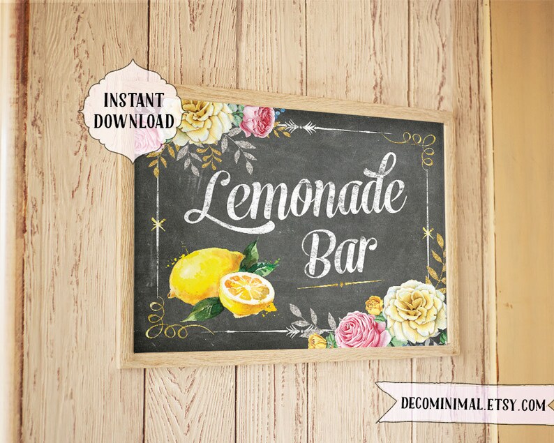 Lemonade Bar Sign chalkboard lemonade station 11x14 8x10 Etsy