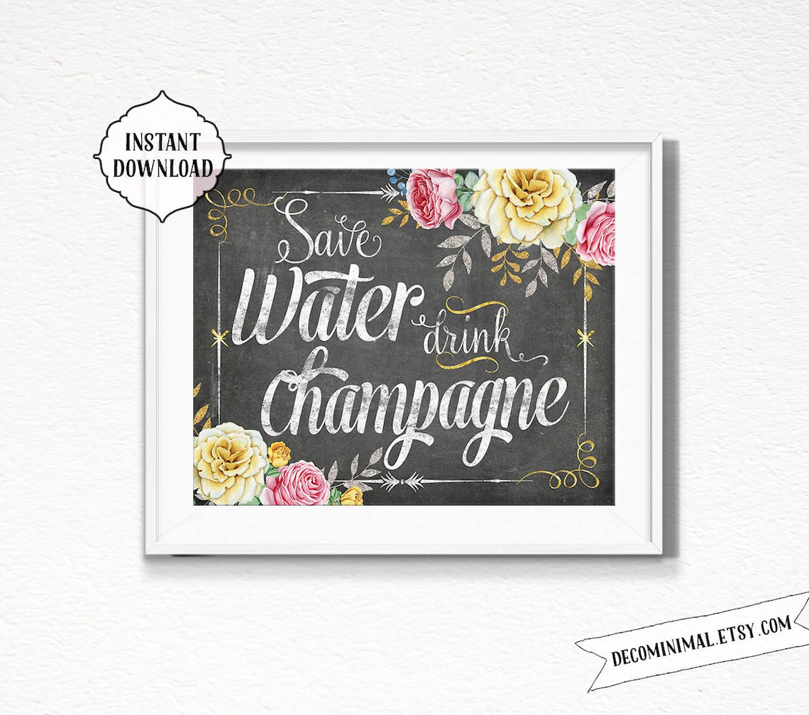 Champagne Sign 11x14 8x10 Chalkboard INSTANT Download Etsy