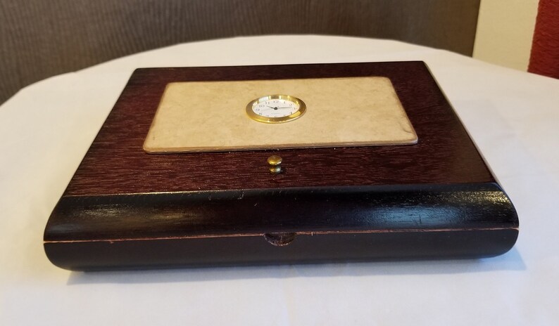 Cigar Box Wooden Dresser Top Valet With Burnt Orange Lining Etsy