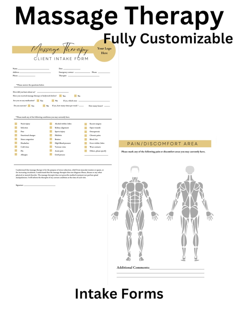 Massage Therapy Client Intake Form - Etsy
