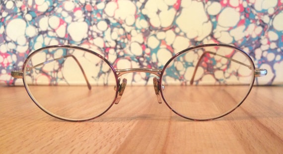 giorgio armani wire framed round glasses