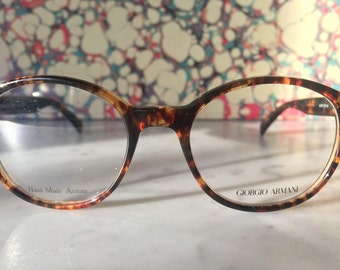 GIORGIO ARMANI VINTAGE frames/glasses Unisex - Brand New Old Stock Tortoiseshell, handmade in Italy, round (Ga 937)