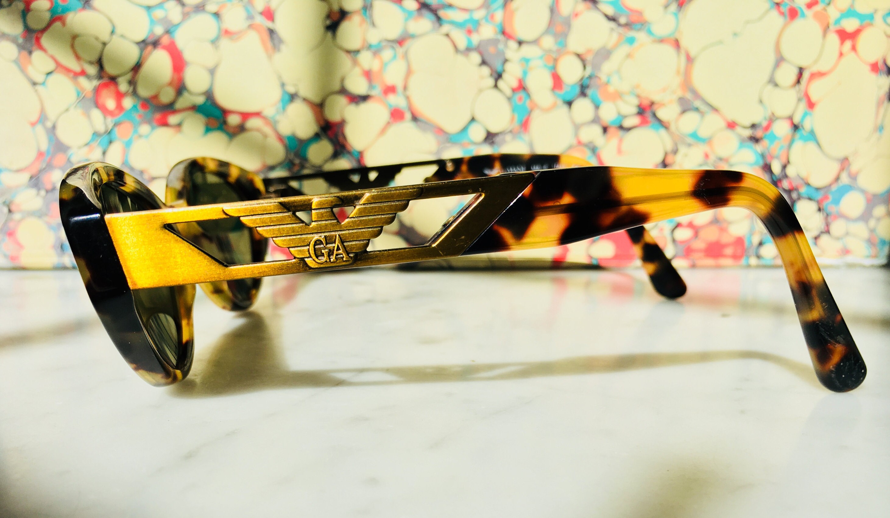 Vintage Rare GIORGIO ARMANI Sunglasses Honey Tortoiseshell Unisex 