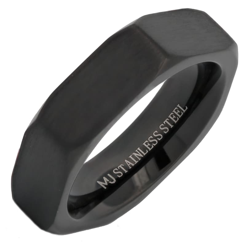 Nut Ring Polished Stainless Steel Or Brushed Black Plated ring Comfort fit 4, 6 and 8mm widths available. Very comfortable 6mm Black