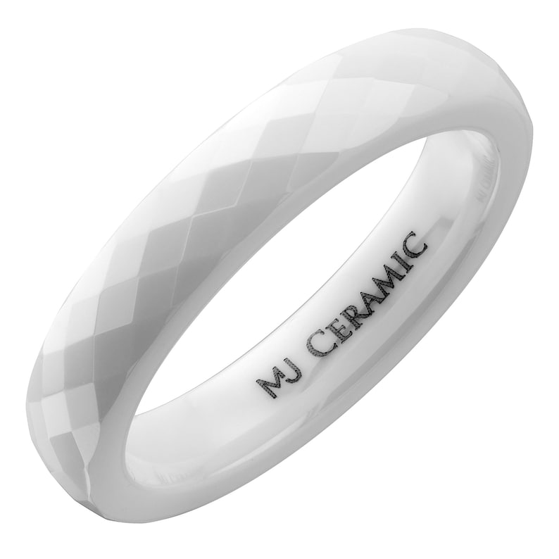 Honeycomb Faceted Ceramic Rings Black or White Comfort fit New Samples Limited avail image 8