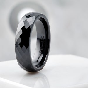 Honeycomb Faceted Ceramic Rings Black or White Comfort fit New Samples Limited avail image 4