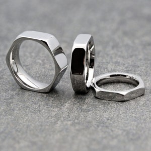 Nut Ring Polished Stainless Steel Or Brushed Black Plated ring Comfort fit 4, 6 and 8mm widths available. Very comfortable image 4