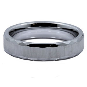 White Tungsten Carbide Wedding Band 5mm beautiful unique grooves Ring image 3
