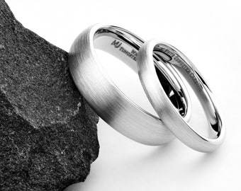 3 or 6mm White Tungsten Carbide Brushed Classic Domed Wedding Ring. Free Inside Laser Engraving