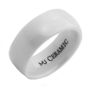 White Ceramic 3, 4, 6, 8 or 10mm Wedding Ring Classic High Polished Band image 4