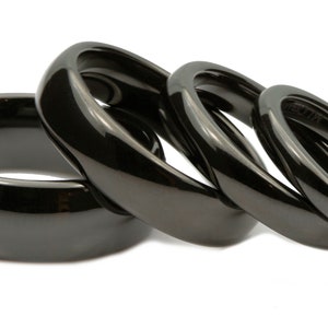 Black Ceramic 3,4,6, 8 or 10mm Beautiful Wedding Ring Classic High Polished Band half dome