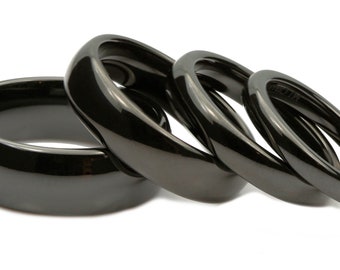 Black Ceramic 3,4,6, 8 or 10mm Beautiful Wedding Ring Classic High Polished Band half dome