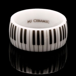 White Ceramic Piano Ring Classic High Polished Band Comfort Fit 6, 8 or 10mm wide Pipe or Dome style image 2