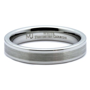 White Tungsten Carbide Wedding Band - Piano Keyboard Design, Brushed/Pipe Finish, Comfort Fit 6mm/8mm