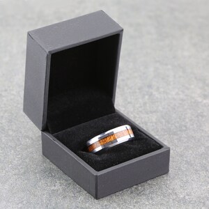 White or Black Tungsten Carbide 8mm Wedding Band with Real Koa Wood Inlay. FREE LASER ENGRAVING image 6