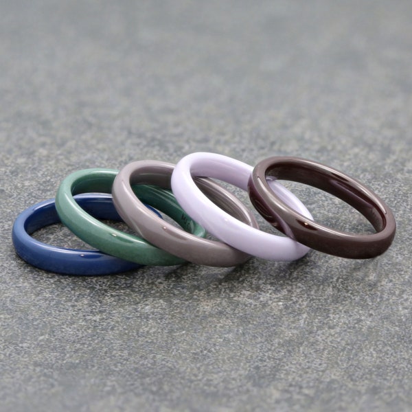 4mm Ceramic ring choice of Green, Grey, Dark Blue, Purple or Brown Comfort Fit