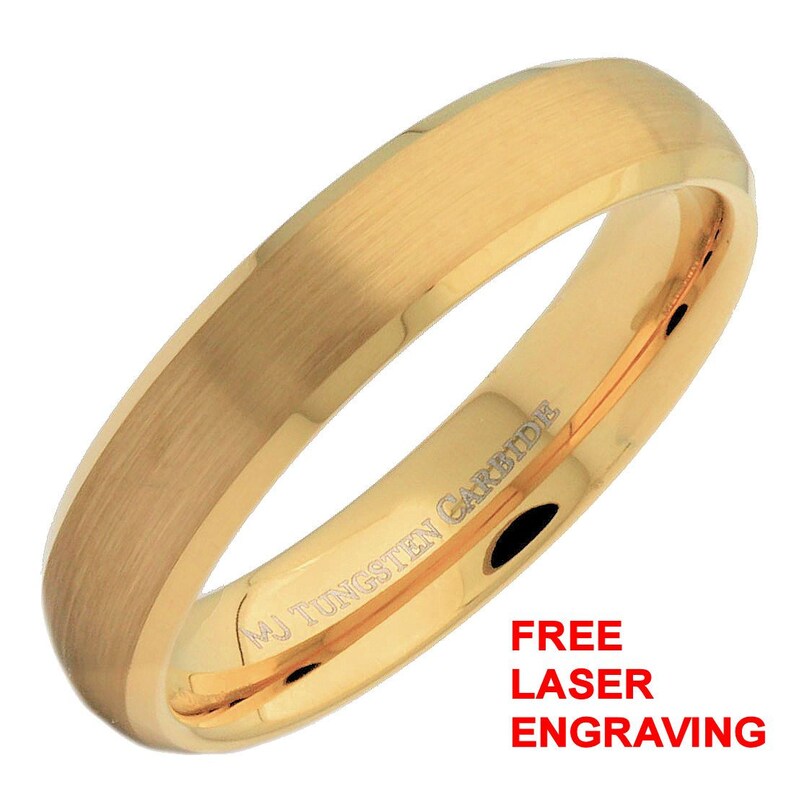 5mm Gold Plated Tungsten Carbide Brushed Curved With Polished Etsy