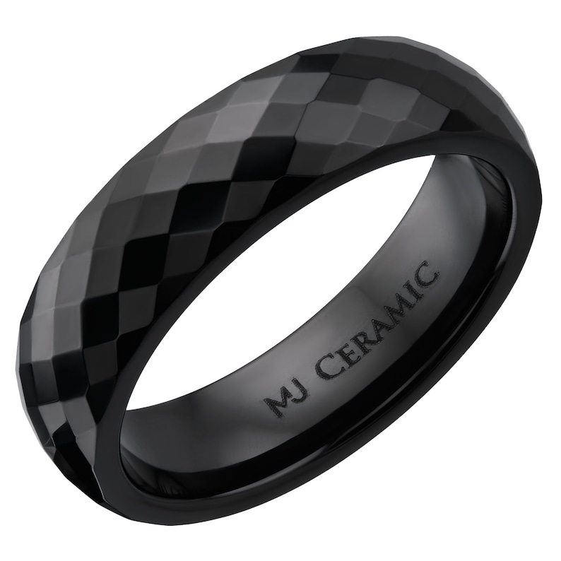 Honeycomb Faceted Ceramic Rings Black or White Comfort fit New Samples Limited avail image 2