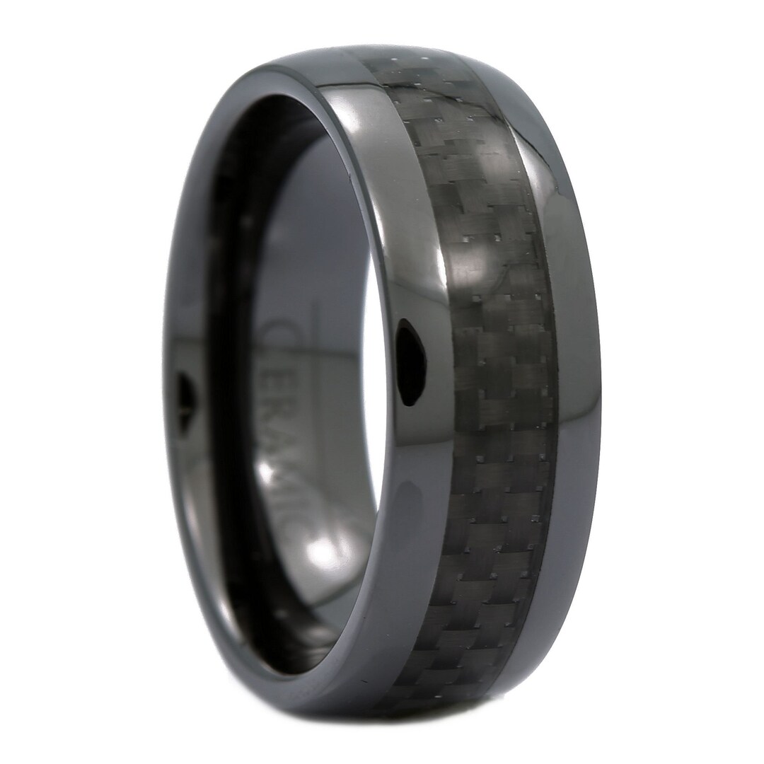 8mm Half Dome Black Ceramic Wedding Ring Carbon Fiber Men - Etsy