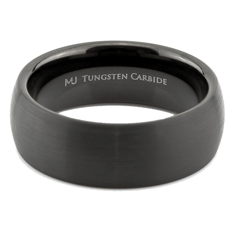 6mm or 8mm Black Plated Tungsten Carbide Wedding Band Ring. Brushed Half Domed Design. FREE LASER ENGRAVING image 6