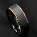 Black Tungsten Carbide Wedding Band Matte Finish with Gold or Rose Gold Plated Edges Ring. 6mm or 8mm width FREE ENGRAVING 
