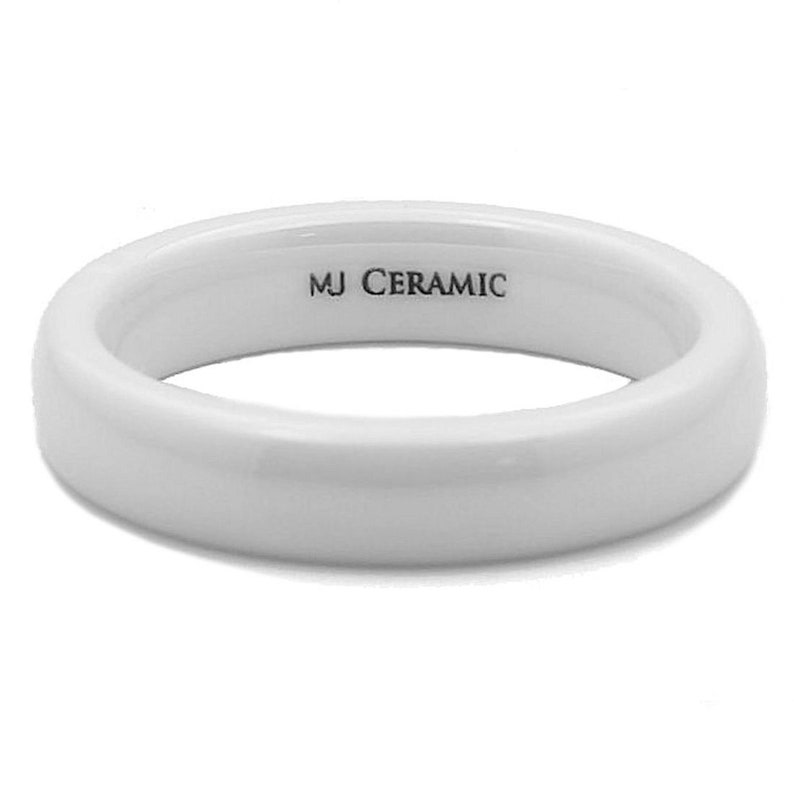 White Ceramic 3, 4, 6, 8 or 10mm Wedding Ring Classic High Polished Band image 7