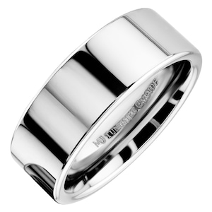 Flat Pipe Cut Tungsten Carbide Mirror Polished Wedding Ring Band. Free Inside Laser Engraving. 3mm 4mm 6mm or 8mm 8MM
