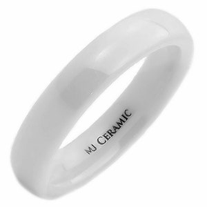 White Ceramic 3, 4, 6, 8 or 10mm Wedding Ring Classic High Polished Band image 3