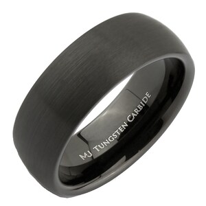6mm or 8mm Black Plated Tungsten Carbide Wedding Band Ring. Brushed Half Domed Design. FREE LASER ENGRAVING image 4