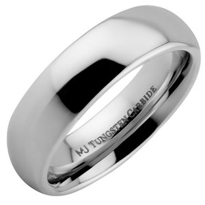 Mirror Polished Comfort Fit Ring Tungsten Carbide Wedding Band. Choose from 2mm to 10mm Widths. Free Inside Laser Engraving