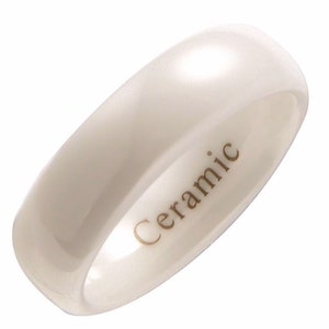 White Ceramic 3, 4, 6, 8 or 10mm Wedding Ring Classic High Polished Band image 8