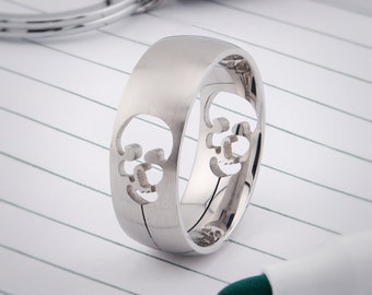 Brushed Stainless Steel Cut Out Skull Ring Comfort Fit 8mm