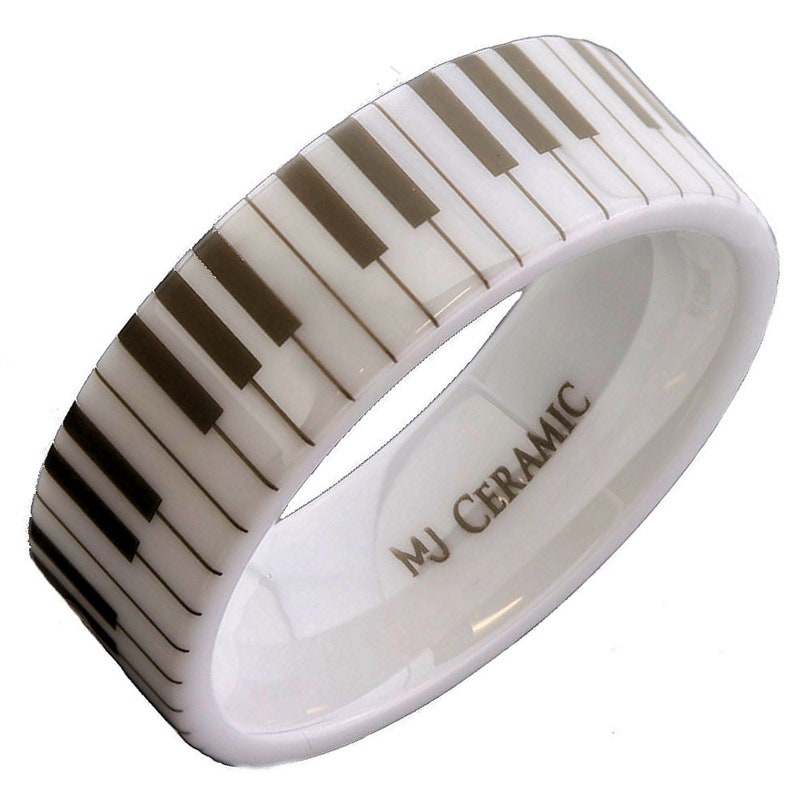 White Ceramic Piano Ring Classic High Polished Band Comfort Fit 6, 8 or 10mm wide Pipe or Dome style image 8