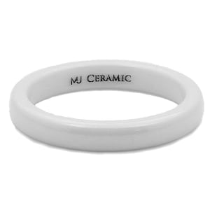 White Ceramic 3, 4, 6, 8 or 10mm Wedding Ring Classic High Polished Band image 6