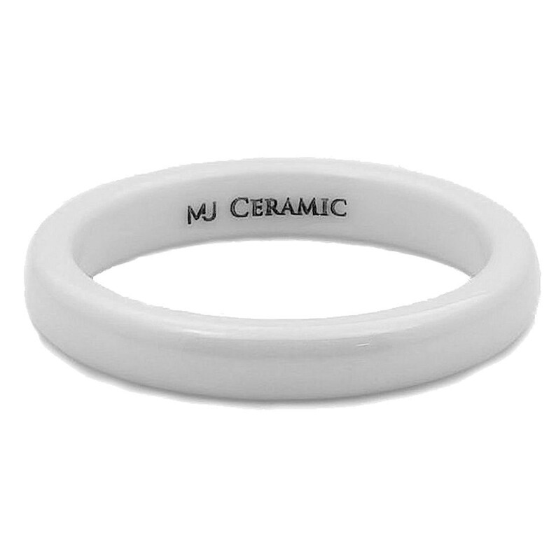 White Ceramic 3, 4, 6, 8 or 10mm Wedding Ring Classic High Polished Band image 6