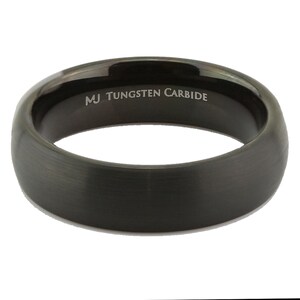 6mm or 8mm Black Plated Tungsten Carbide Wedding Band Ring. Brushed Half Domed Design. FREE LASER ENGRAVING image 5