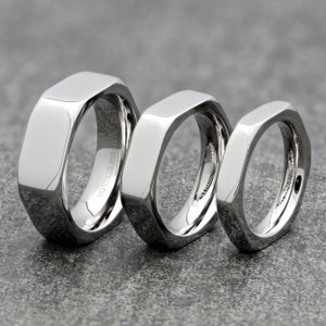 Nut Ring Polished Stainless Steel Or Brushed Black Plated ring Comfort fit 4, 6 and 8mm widths available. Very comfortable image 3