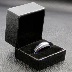 Tungsten Carbide 8mm Wedding Band Polished or Black Plated Finish with Lapis Lazuli and Faux Meteorite Inlay. FREE LASER ENGRAVING image 10