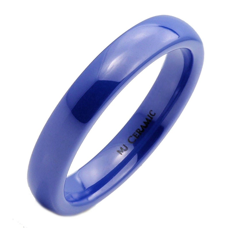 3mm or 4mm Blue Ceramic Wedding Ring Classic High Polished Etsy