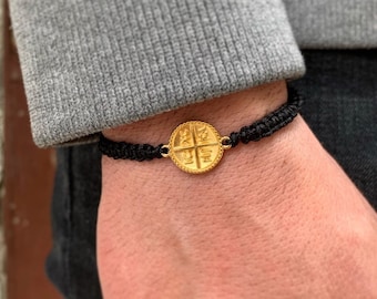 Gold Plated Konstantinato Charm Bracelet: Greek Byzantine Macrame