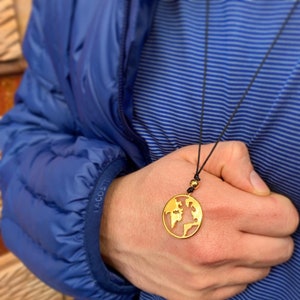 Erde Halskette, Erde Halskette, Karte Halskette, Welt Halskette, Männer Halskette, Geschenk für ihn, Made in Griechenland, verstellbare Halskette, griechischen Anhänger