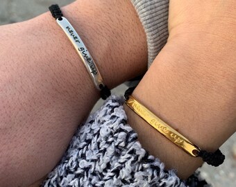 Never Give Up Macrame Bracelet, Unisex Phrase Jewelry, Made in Greece