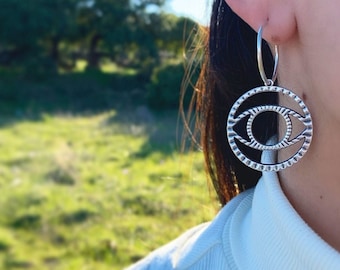 Evil Eye Creolen: versilbert griechischen Mati Schutz Schmuck