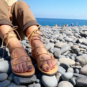 Handmade Greek Leather Gladiator Sandals - Ancient Style