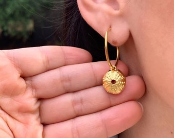 Sea Urchin Earrings, Urchin Earrings, Urchin Jewelry, Hoop Earrings, Summer Earrings, Ocean Earrings, Beach Earrings, Made in Greece