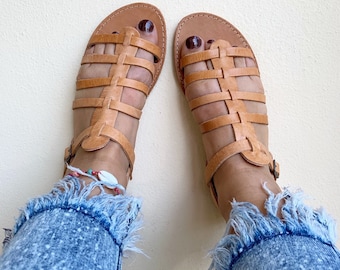 Handmade Gladiator Leather Sandals, Greek Ancient Style, Handmade in Greece