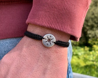 Compass Bracelet, Compass Jewelry, Sailor Bracelet, Nautical Bracelet, Macrame Bracelet, Greek Bracelet, Men Bracelet, Gift for Him